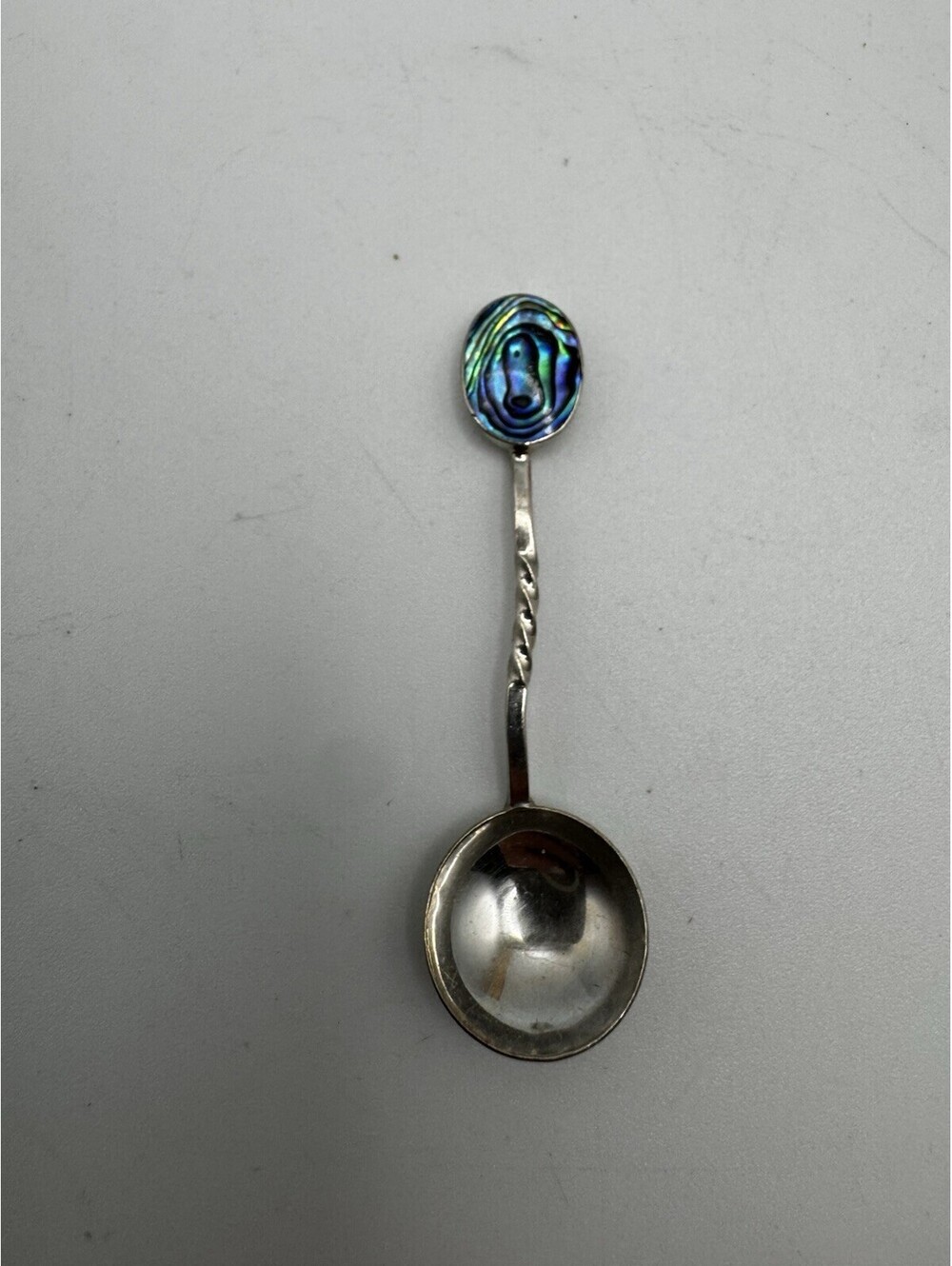 Vintage New Zealand Paula Stone Abalone Silver Spoon Caviar or Demitasse
